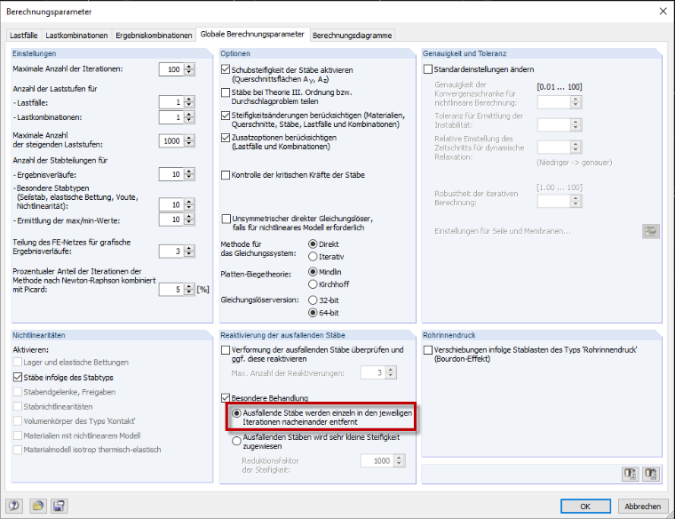 Dialog "Berechnungsparameter"