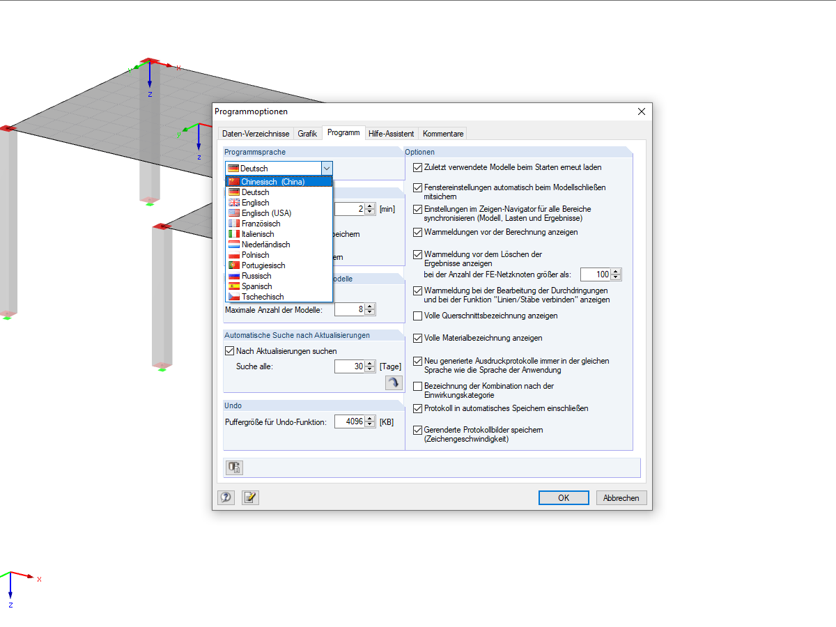 Programmoptionen