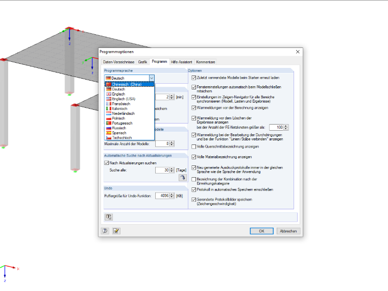 Programmoptionen