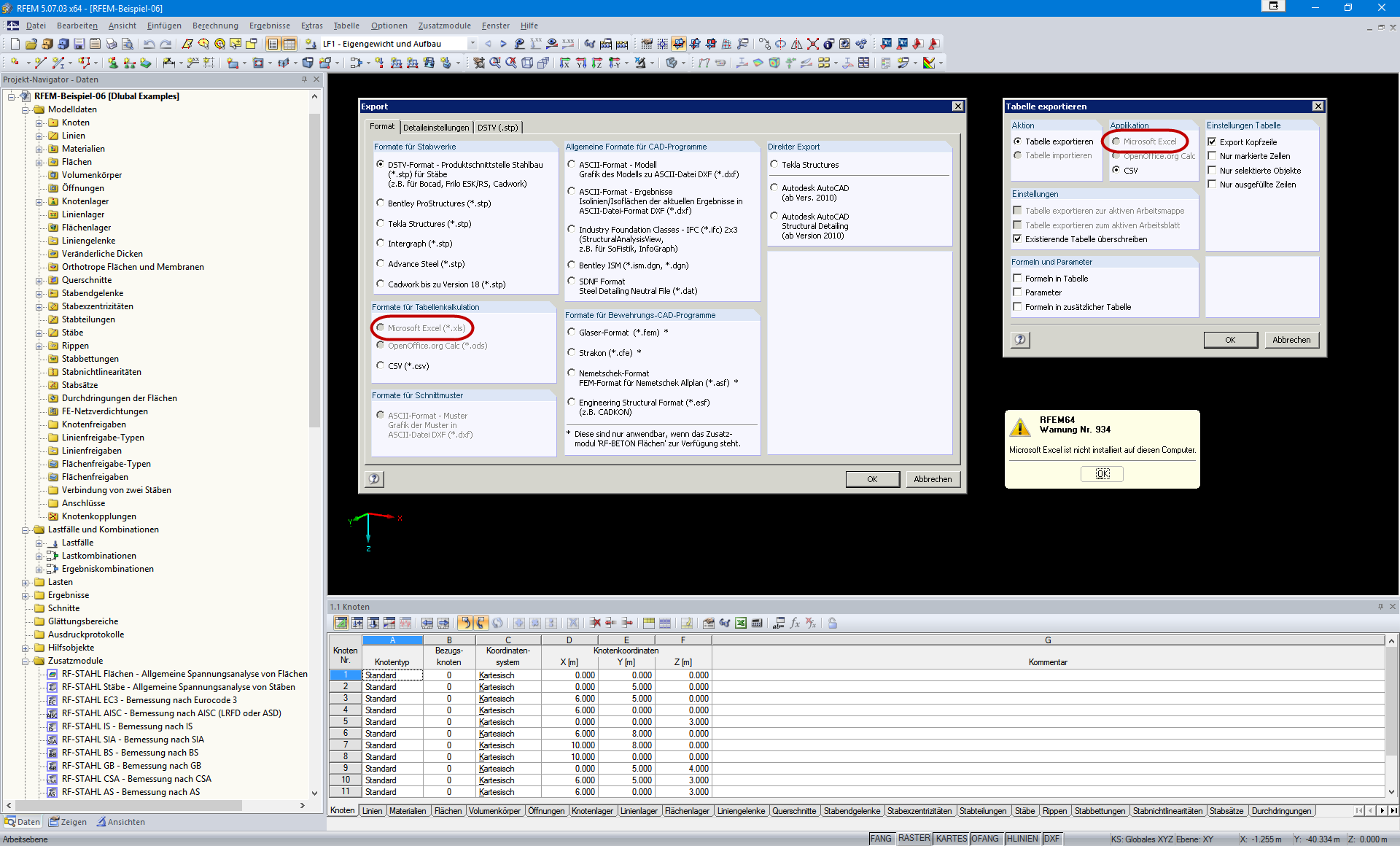 Excel Export