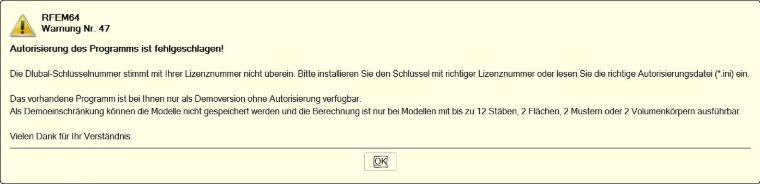 Autorisierung fehlgeschlagen