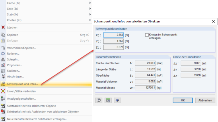 Funktion "Schwerpunkt und Infos"
