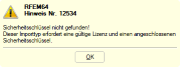 Meldung bei fehlender Lizenz für Schnittstelle "RF-LINK"