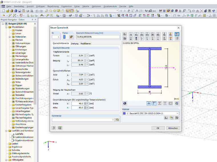 Importierter DUENQ-Querschnitt in RSTAB/ RFEM