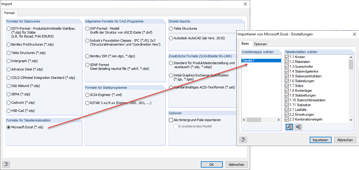 Import aus EXCEL