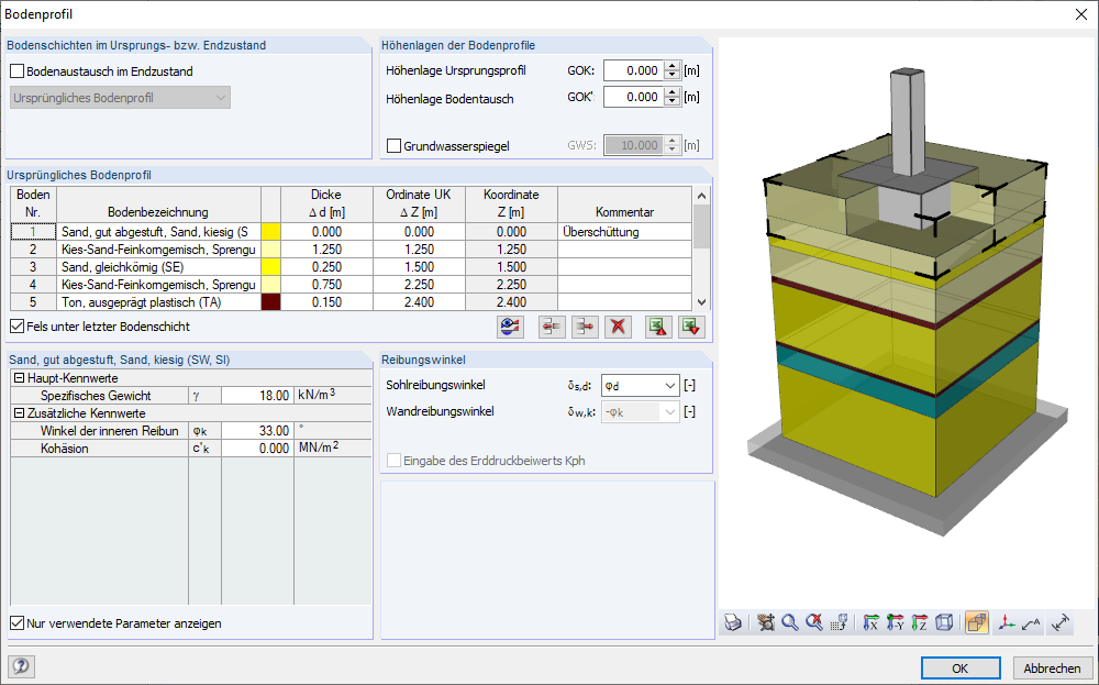 Eingabedialog "Bodenprofil" in RF-/FUND Pro