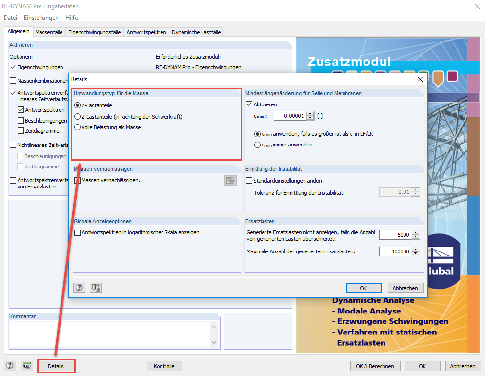 Detaileinstellungen