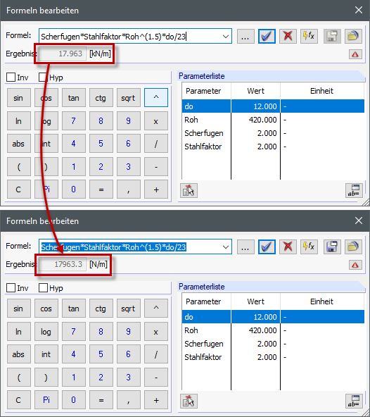 Berechnung mit dimensionslosen Parametern