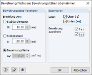 Eingabedialog für die Definition der Stabdurchmesser sowie des Stababstands