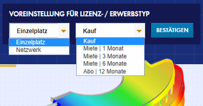 Vorauswahl von Lizenz-/Erwerbstyp