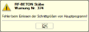 Warnung "Fehler beim Einlesen der Schnittgrößen vom Hauptprogramm!"