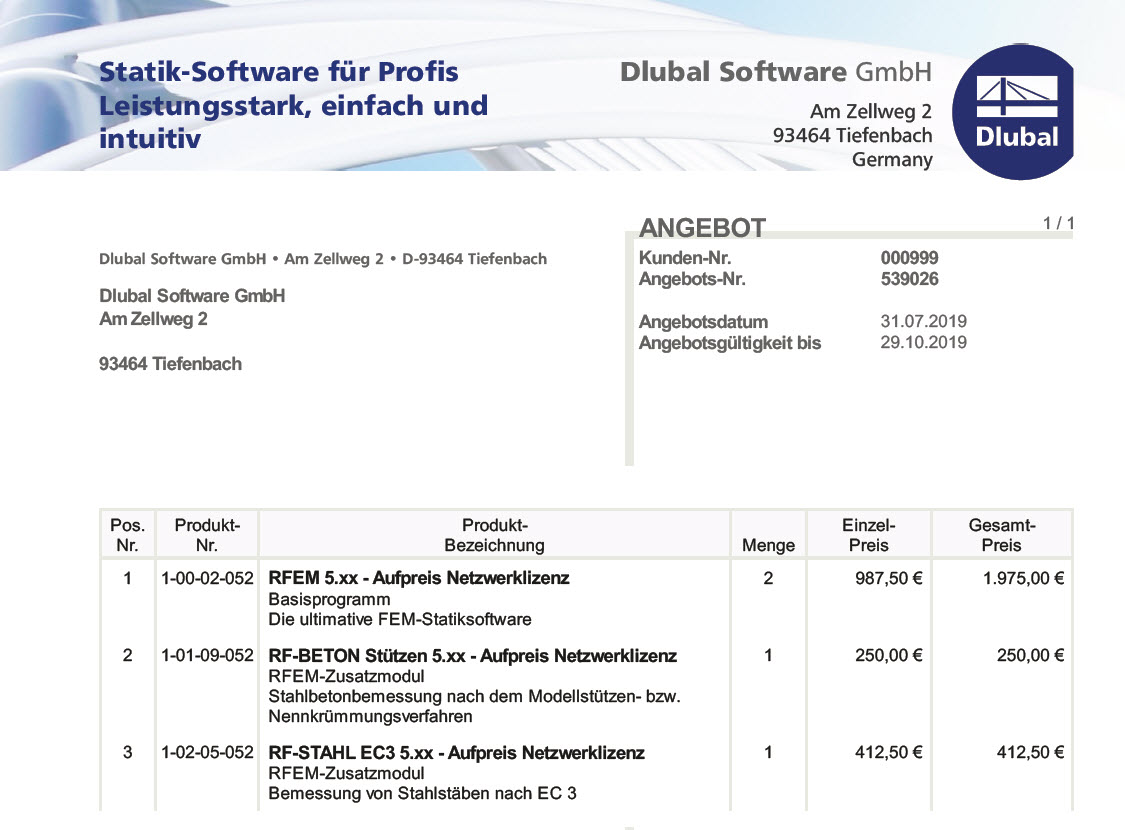 Angebot Aufpreis Netzwerklizenz