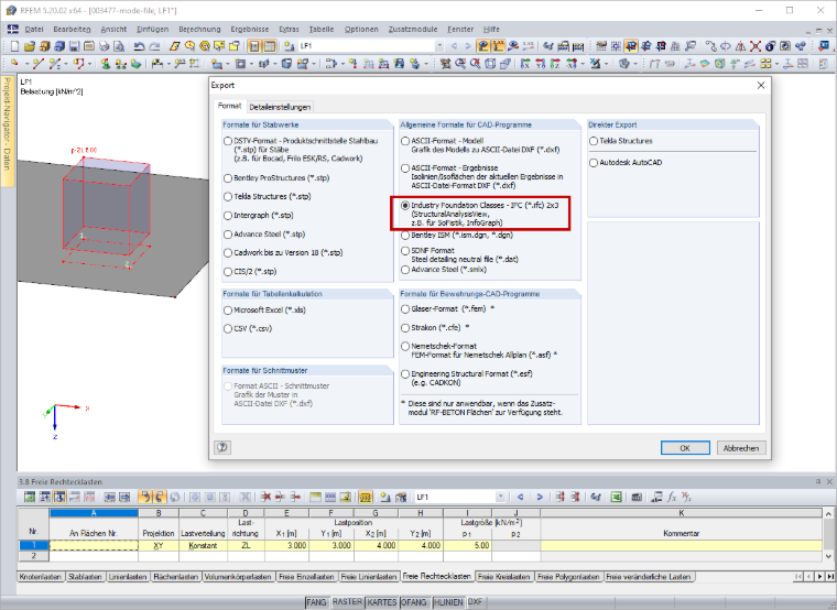 Dialog Export - IFC