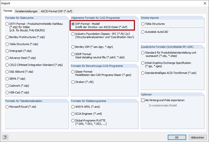 Dialog Import