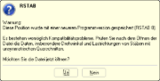 Warnung beim Öffnen einer RSTAB 8-Datei in RSTAB 7