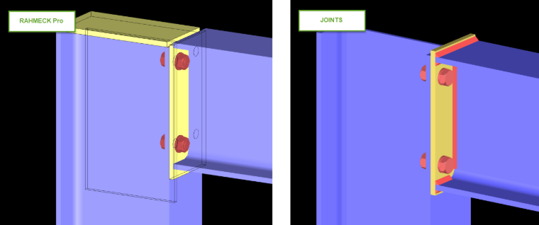 Vergleich RAHMECK Pro / JOINTS. Bei JOINTS kann die Kopfplatte entfernt werden