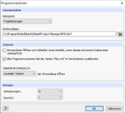 Programmoptionen Projektmanager