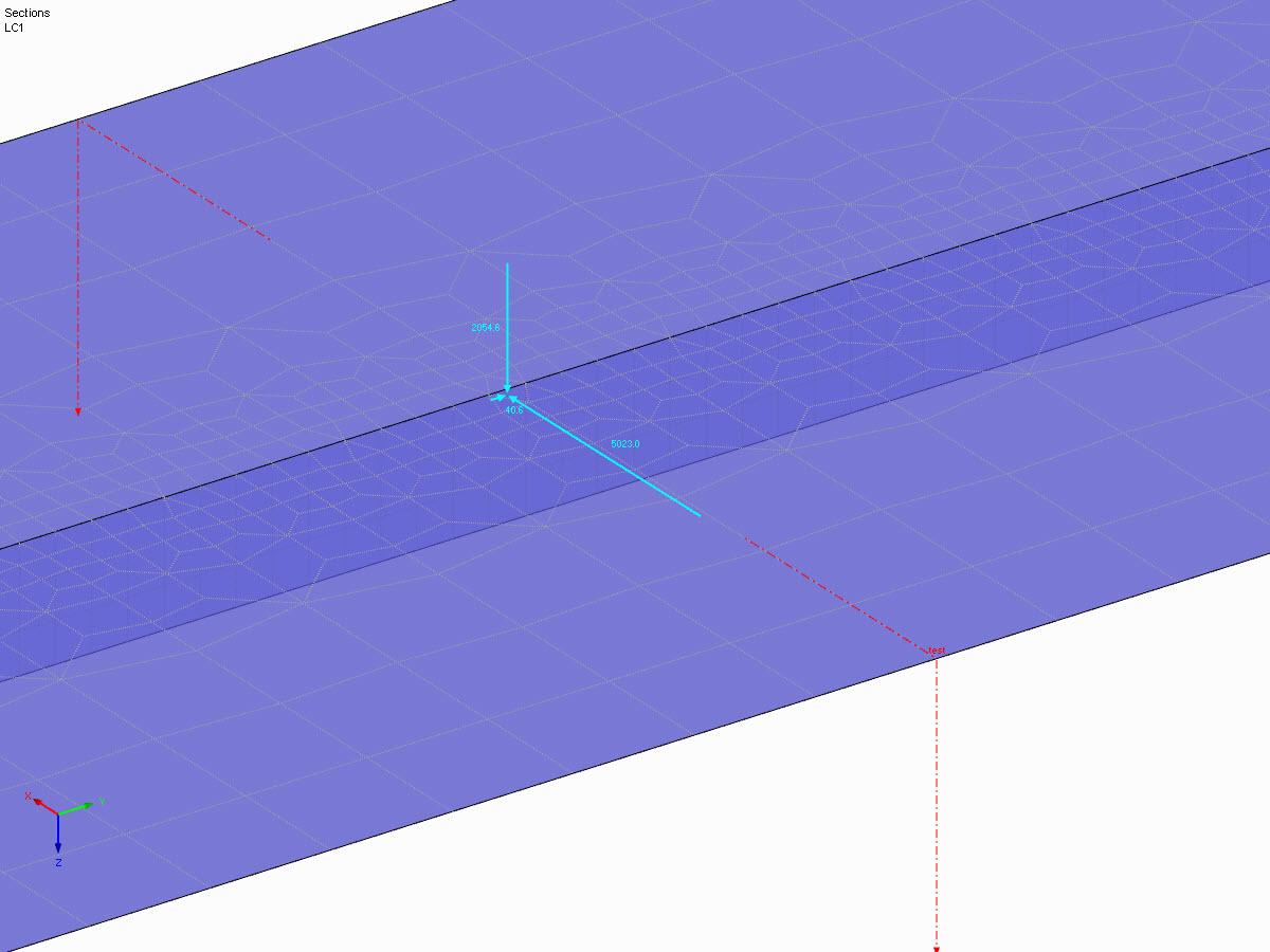 Resultierende am Testschnitt in RFEM