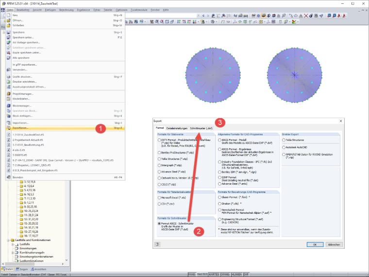 RFEM Export - Format für Schnittmuster