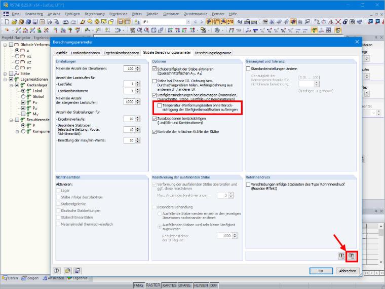 Berechnungsparameter in RSTAB
