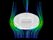 Emirate Stadium und Ergebnisse der Windsimulation