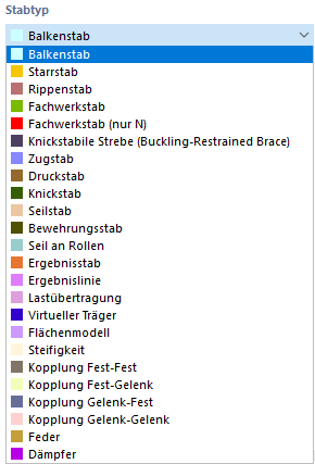 Stabtyp auswählen