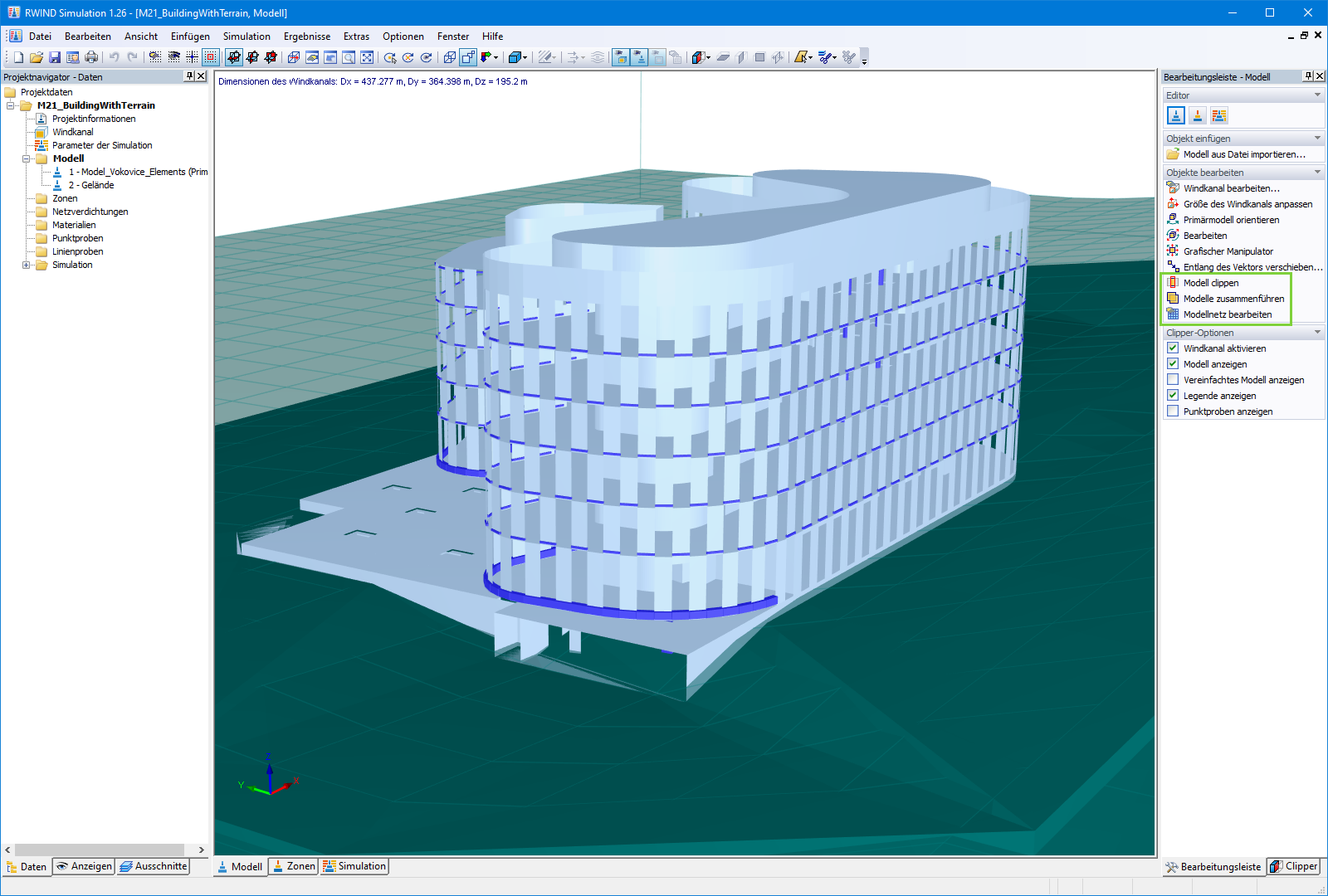 RWIND Simulation | Neue Funktionen "Modell clippen", "Modelle zusammenführen" und "Modellnetz bearbeiten"