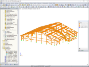 3D-Modell der Holzkonstruktion in RFEM