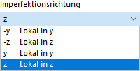 Imperfektionsrichtung auswählen