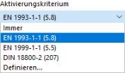 Aktivierungskriterium auswählen