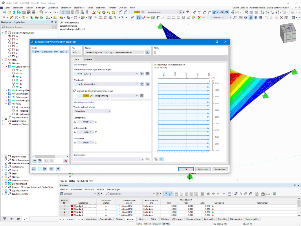 Lastassistent Windsimulation in RFEM