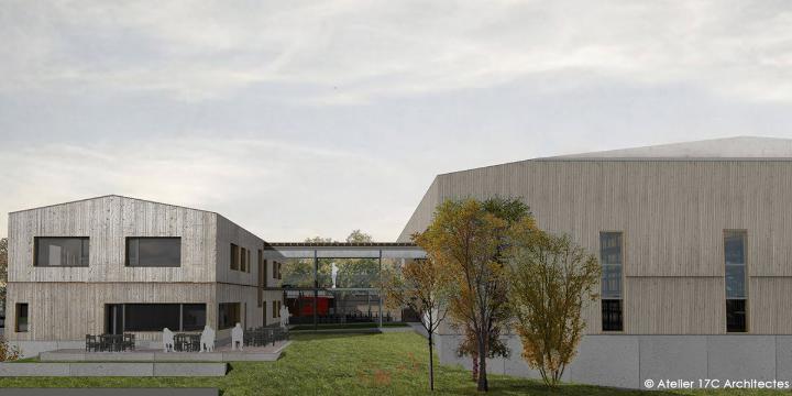 Bau des ÖkoFEN-Hauptsitzes in Saint Baldoph, Frankreich (© Atelier 17C Architectes)