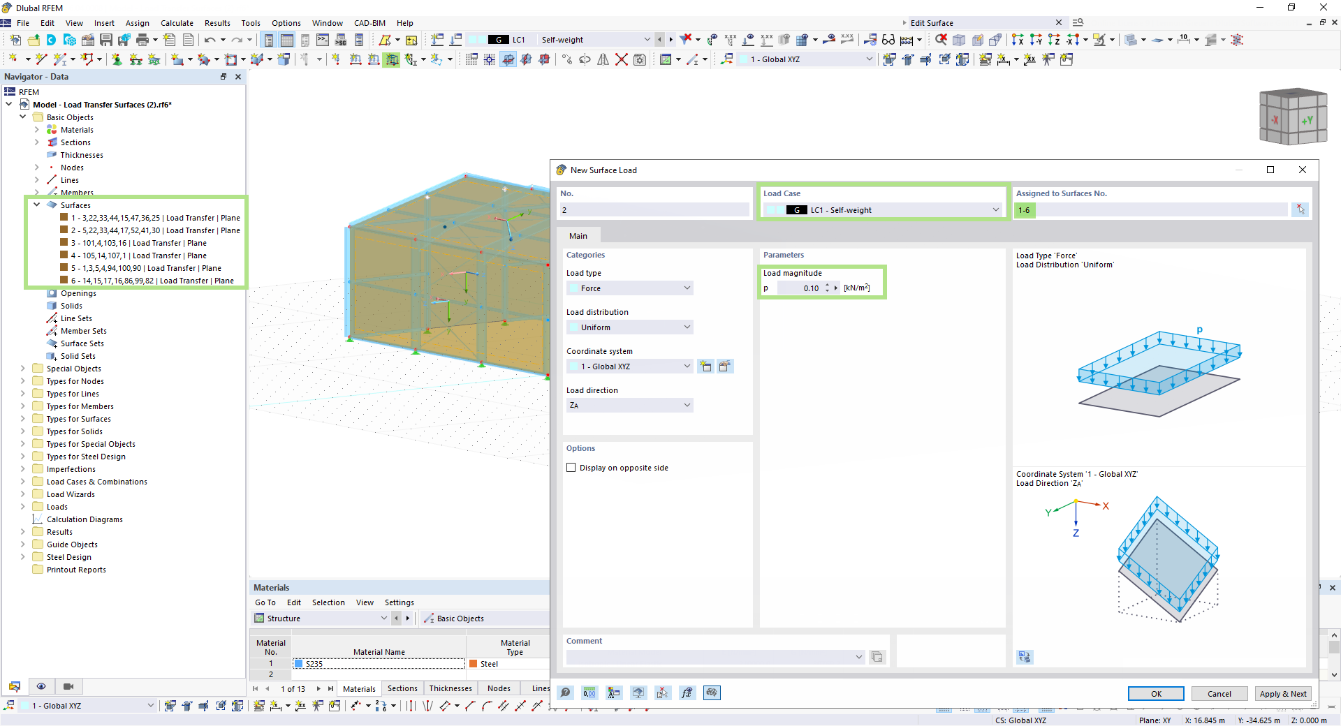 Lastübertragungsflächen in RFEM 6