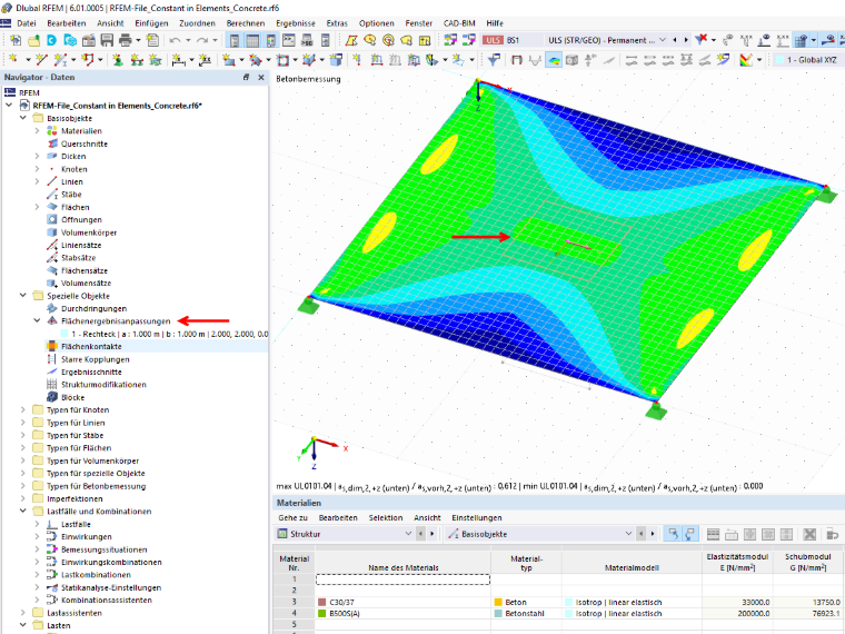 FAQ 005123 | Wo kann ich in RFEM 6 die Glättungsbereiche bzw. Flächenergebnisanpassungen eingeben?