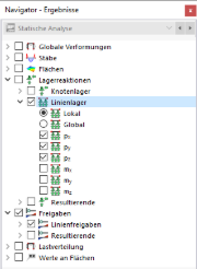 Linienlagerergebnisse im Navigator auswählen