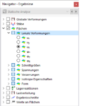 Lokale Flächenverformungen im Navigator auswählen