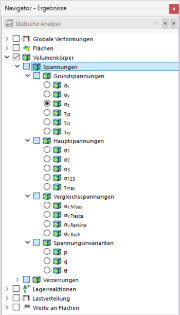 Volumenspannungen im Navigator auswählen