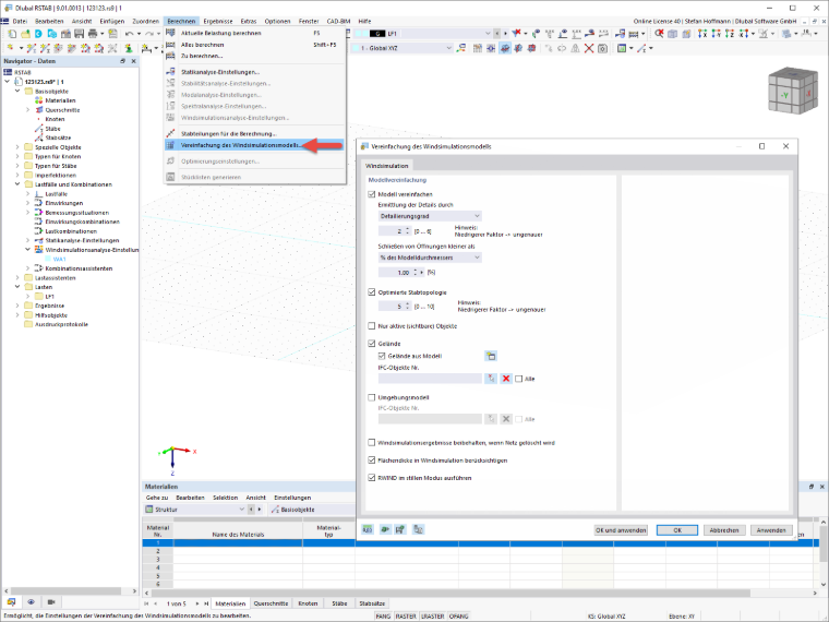 FAQ 005157 | Wo kann ich die Einstellungen meiner Windsimulation in RFEM 6/ RSTAB 9 anpassen?