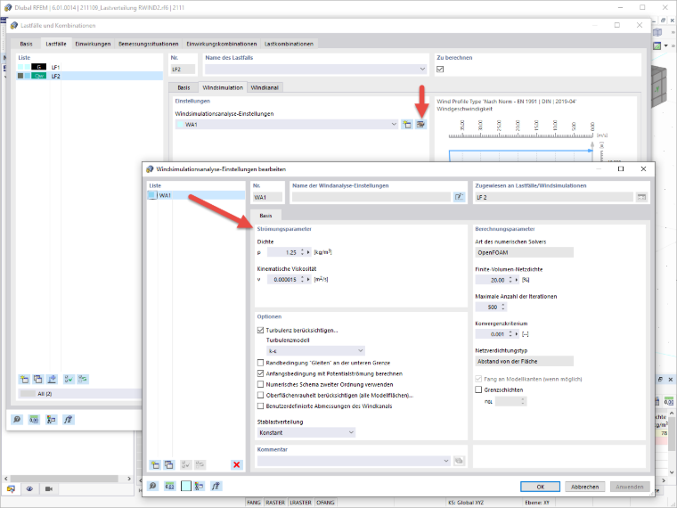 FAQ 005157 | Wo kann ich die Einstellungen meiner Windsimulation in RFEM 6/ RSTAB 9 anpassen?