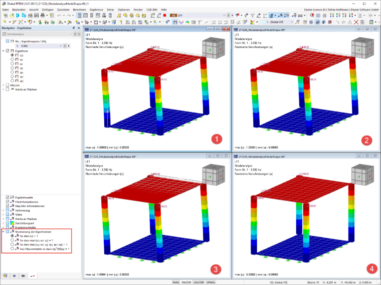 FAQ 005159 | Wo kann ich in RFEM 6/ RSTAB 9 die Normierung der Eigenform anpassen?