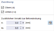 Zuordnung der Bewehrungslagen