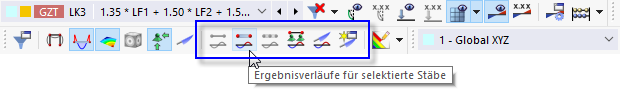 Schaltflächen für Ergebnisverläufe
