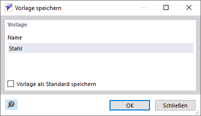 Vorlage speichern