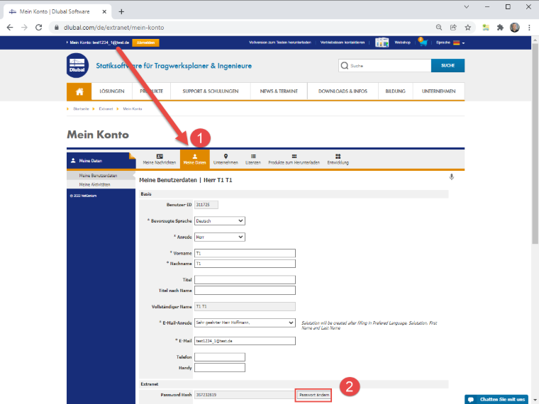 FAQ 005176 | Wie kann ich mein Passwort für das Extranet ändern?
