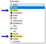 Materialtypen für Betonbemessung