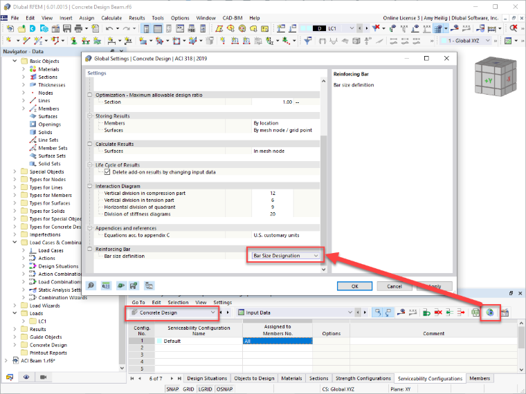 FAQ 005195 | Kann ich im Add-on RFEM 6 Betonbemessung andere Stabgrößen als die im Dropdown verfügbaren Stabgrößen festlegen?