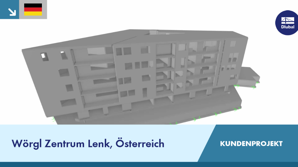 Blick auf den Bau des Wörgl Zentrums, eines österreichischen Kundenprojekts, mit detaillierter Strukturansicht.