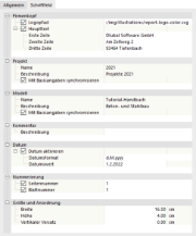 Angaben für Schriftfeld anpassen