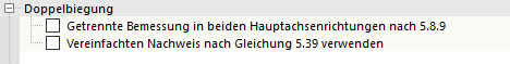 Optionen für Doppelbiegung