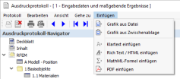 Ausdruckprotokoll-Menü 'Einfügen'